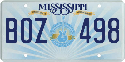 MS license plate BOZ498
