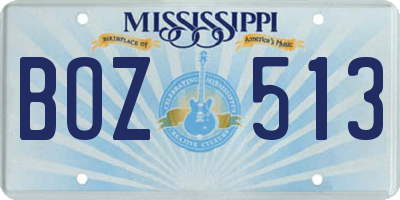 MS license plate BOZ513