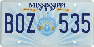 MS license plate BOZ535