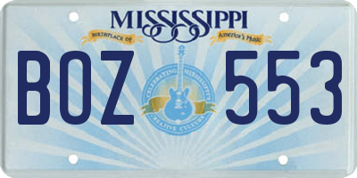 MS license plate BOZ553