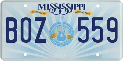 MS license plate BOZ559