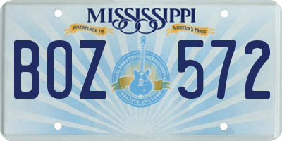 MS license plate BOZ572