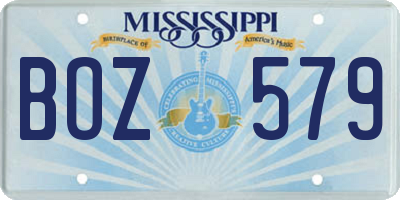 MS license plate BOZ579