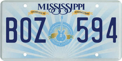 MS license plate BOZ594