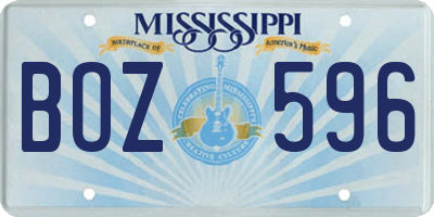 MS license plate BOZ596