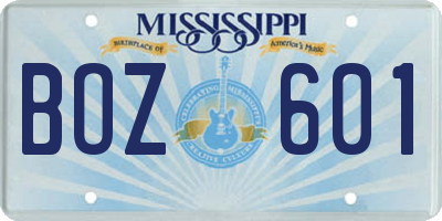MS license plate BOZ601