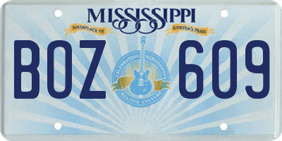 MS license plate BOZ609