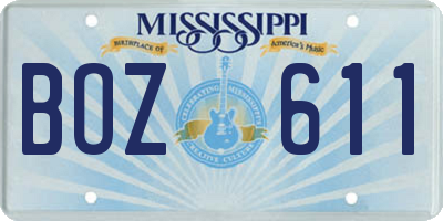 MS license plate BOZ611