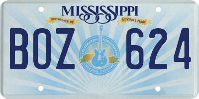 MS license plate BOZ624