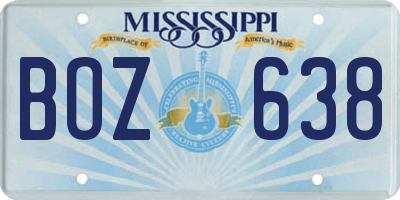 MS license plate BOZ638