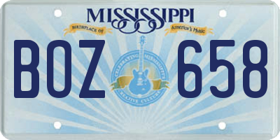 MS license plate BOZ658