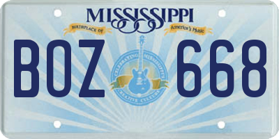 MS license plate BOZ668
