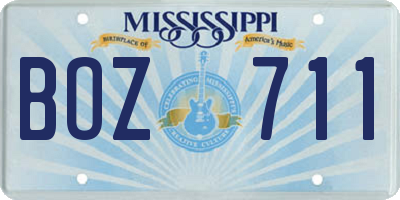 MS license plate BOZ711