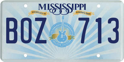 MS license plate BOZ713