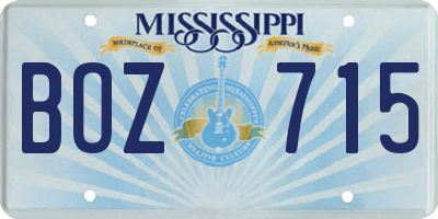 MS license plate BOZ715