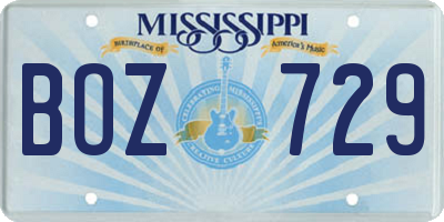 MS license plate BOZ729