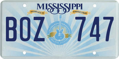 MS license plate BOZ747