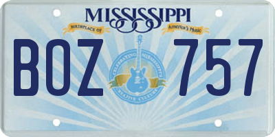 MS license plate BOZ757
