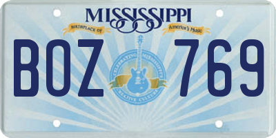MS license plate BOZ769