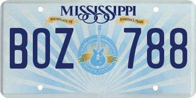 MS license plate BOZ788