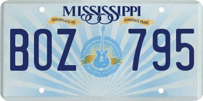 MS license plate BOZ795