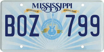 MS license plate BOZ799