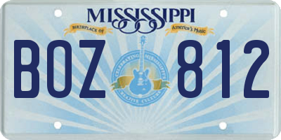 MS license plate BOZ812