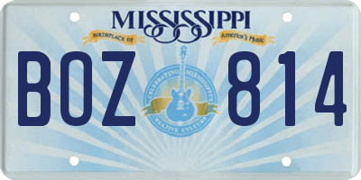 MS license plate BOZ814