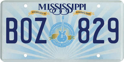 MS license plate BOZ829