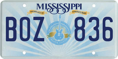 MS license plate BOZ836