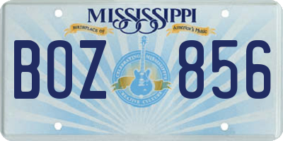 MS license plate BOZ856