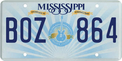 MS license plate BOZ864