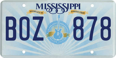 MS license plate BOZ878