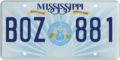 MS license plate BOZ881