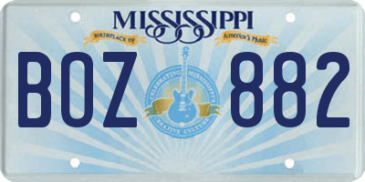 MS license plate BOZ882