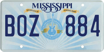 MS license plate BOZ884