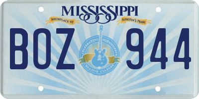 MS license plate BOZ944