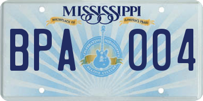 MS license plate BPA004