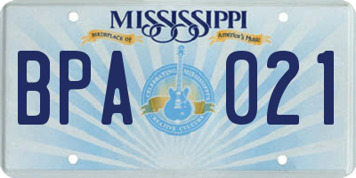 MS license plate BPA021