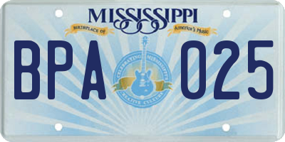 MS license plate BPA025