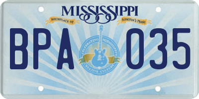 MS license plate BPA035