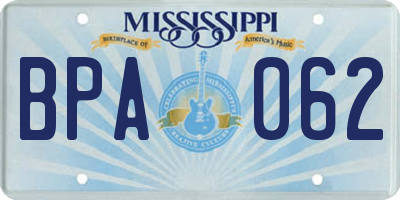 MS license plate BPA062