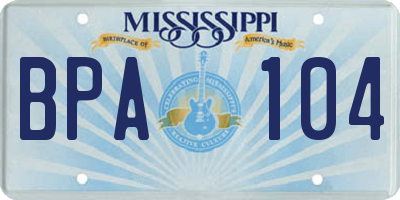 MS license plate BPA104