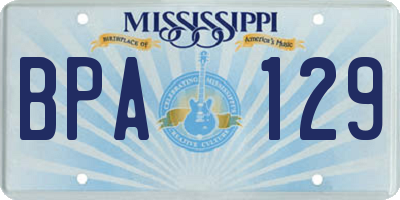 MS license plate BPA129