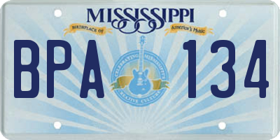 MS license plate BPA134