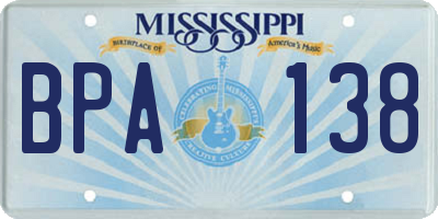 MS license plate BPA138
