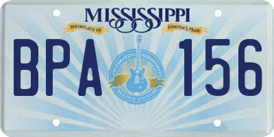 MS license plate BPA156