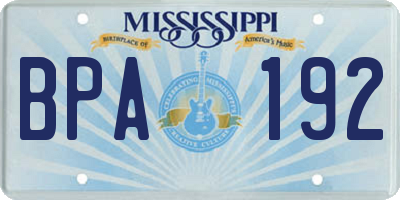 MS license plate BPA192