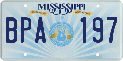 MS license plate BPA197