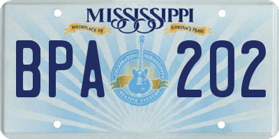 MS license plate BPA202